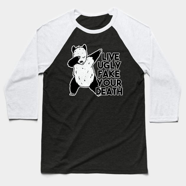 Live Ugly Fake Your Death Funny Dabbing opossum Baseball T-Shirt by A Comic Wizard